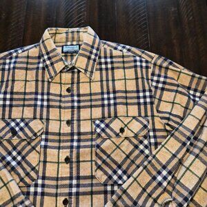 Fieldmaster USA Vintage Plaid Flannel Shirt Size Tall Large Mens Outdoors JU